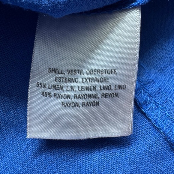 Maeve Anthropologie Womens Tank Top Size 2 Blue Linen Blend Button Front - Picture 4 of 7